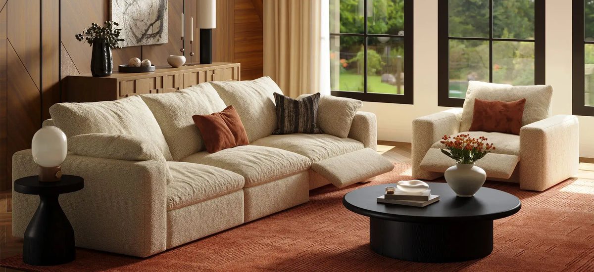 CloudLuxe 3-Seat Bouclé Recliner Sofa Banner
