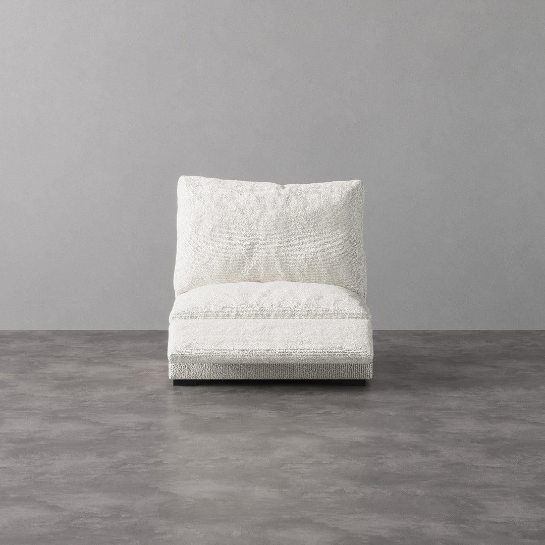 Armless Recliner Chair - Snow White Bouclé
