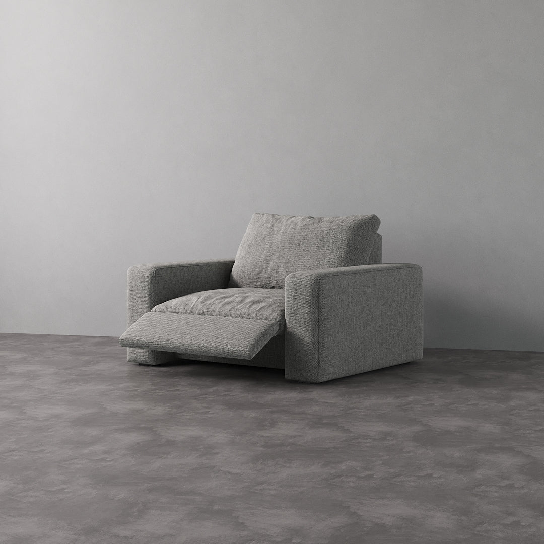 CloudLuxe Recliner Chair-Linen in extended position, showcasing plush cushioning and modern design.