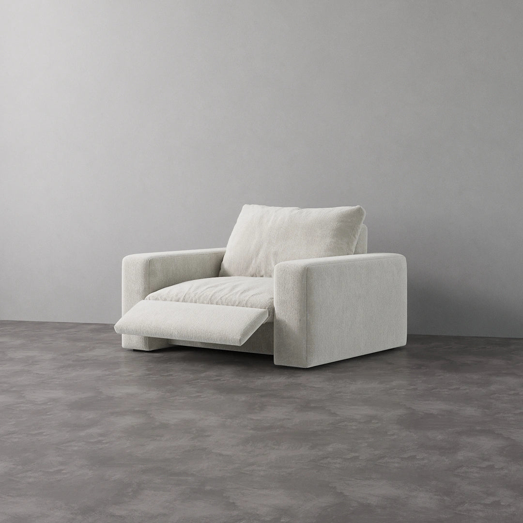 CloudLuxe Recliner Chair - Performance Textured Velvet-Ivory White