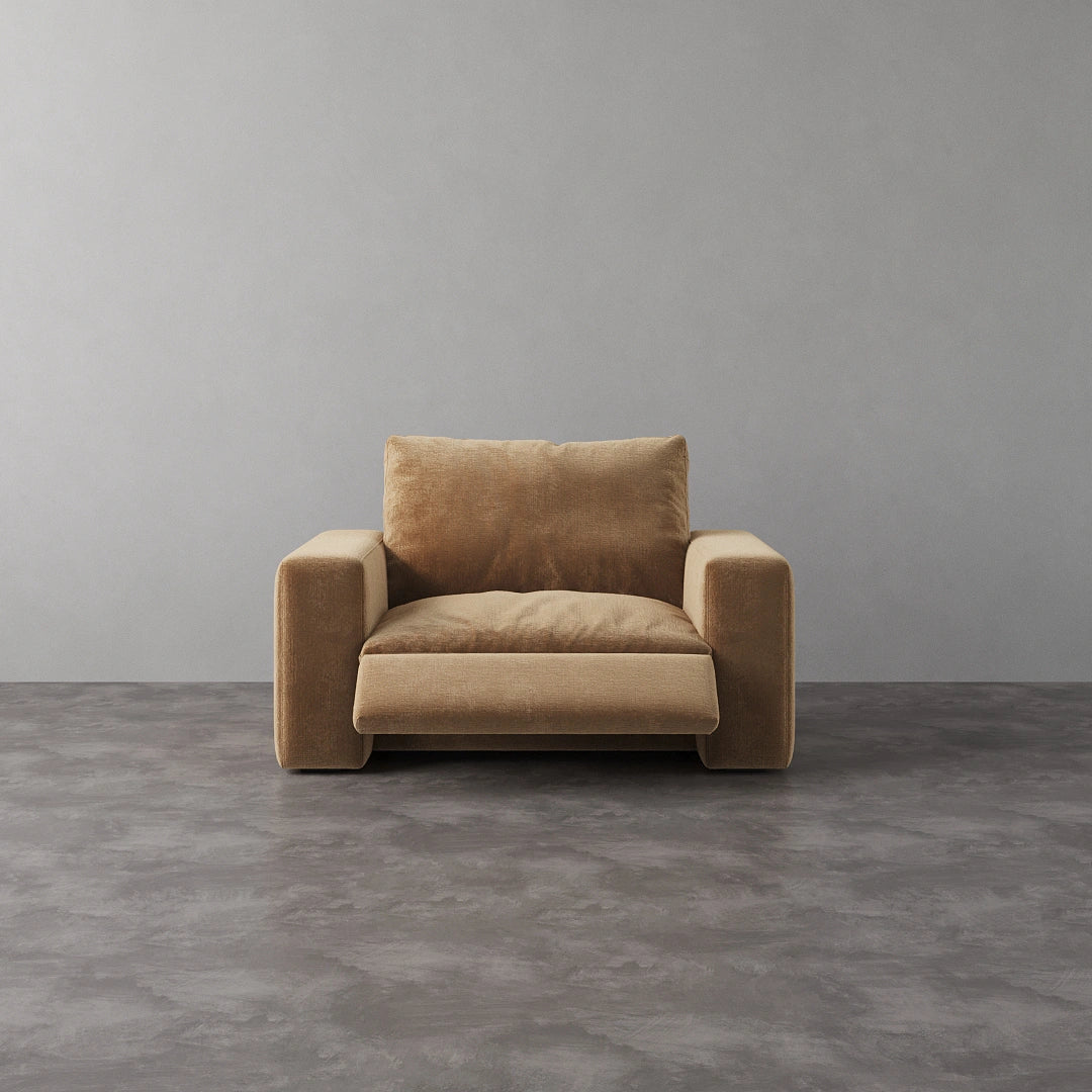 CloudLuxe Recliner Chair - Performance Textured Velvet-Camel
