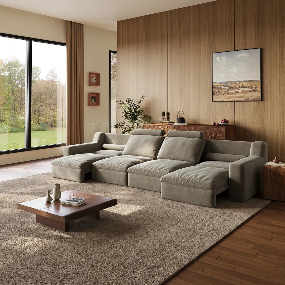 CloudStay M 4-Piece Modular Power Sofa Bed - Fog Grey Velvet