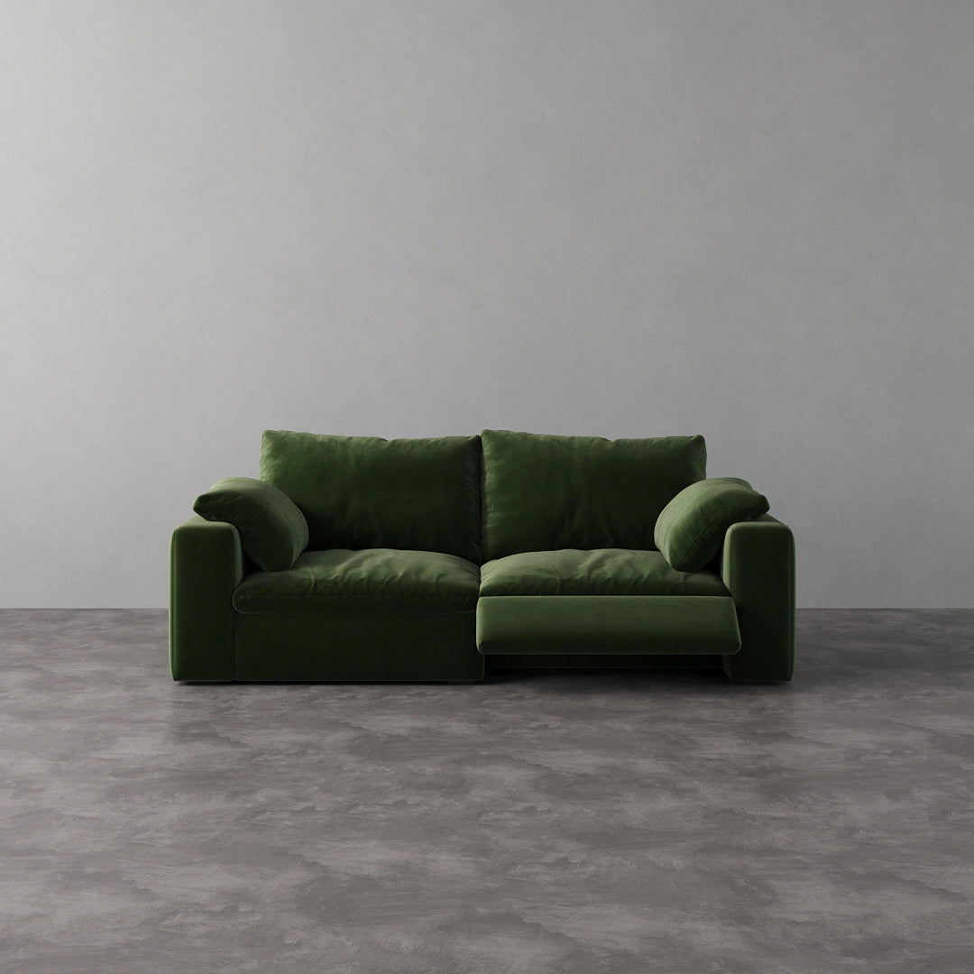 CloudLuxe 2-Piece Modular Recliner Sofa - Forest Green Velvet