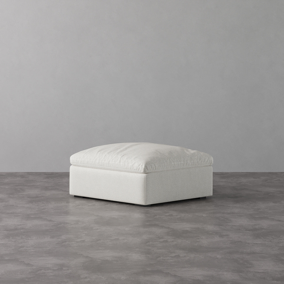 Ottoman - Ivory White Linen