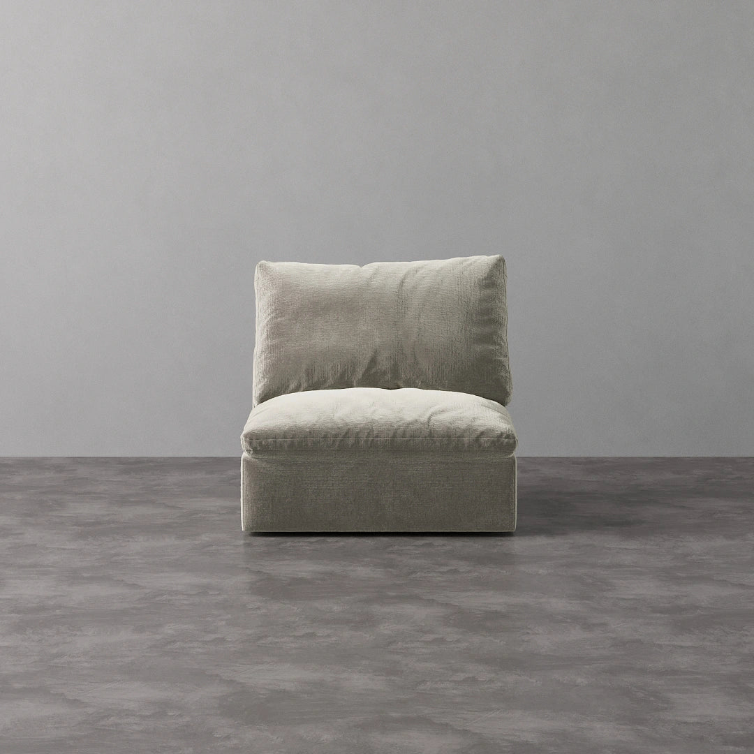Armless Chair - Performance Textured Velvet-Fog Grey
