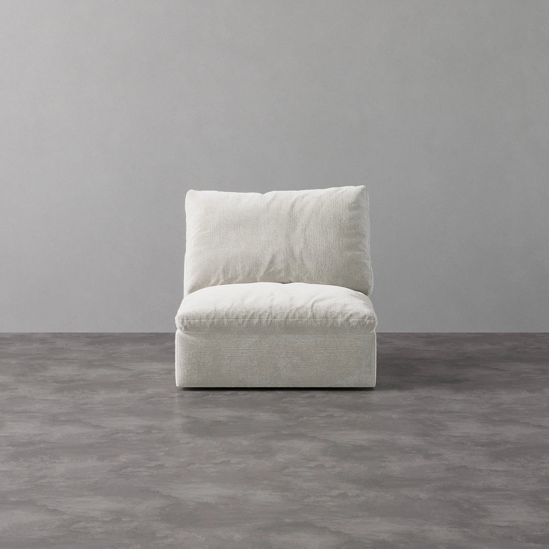 Armless Chair - Performance Textured Velvet-Ivory White