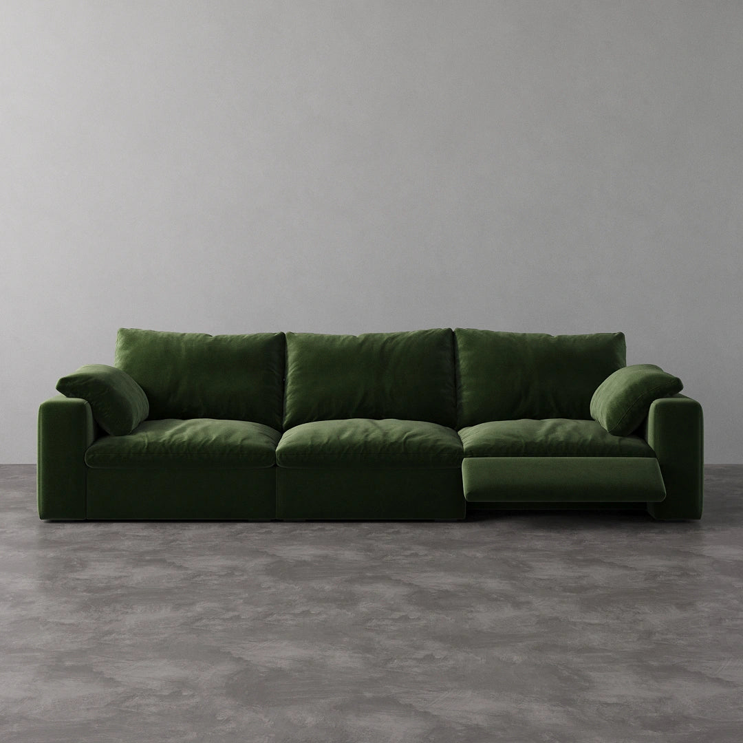 CloudLuxe 3-Piece Modular Recliner Sofa - Forest Green Velvet