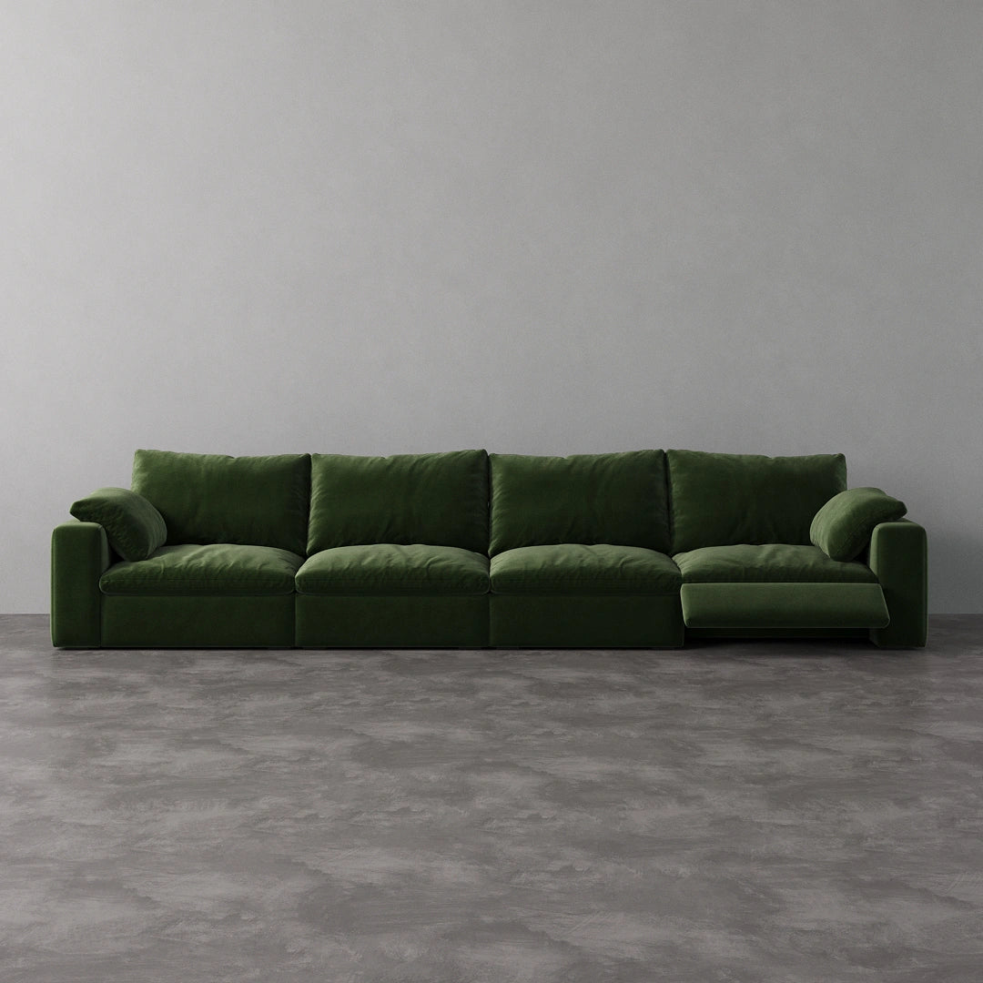 CloudLuxe 4-Piece Modular Recliner Sofa - Forest Green Velvet