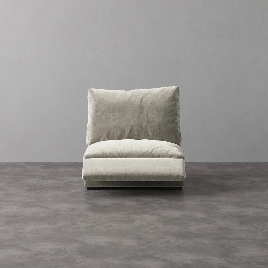 Armless Recliner Chair - Performance Textured Velvet-Fog Grey