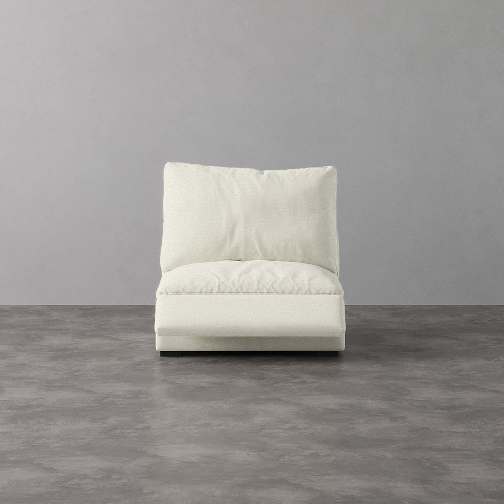 Armless Recliner Chair - Natural White Velvet