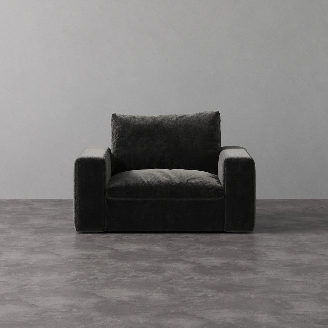 ArmChair - Performance Textured Velvet-Onyx Black