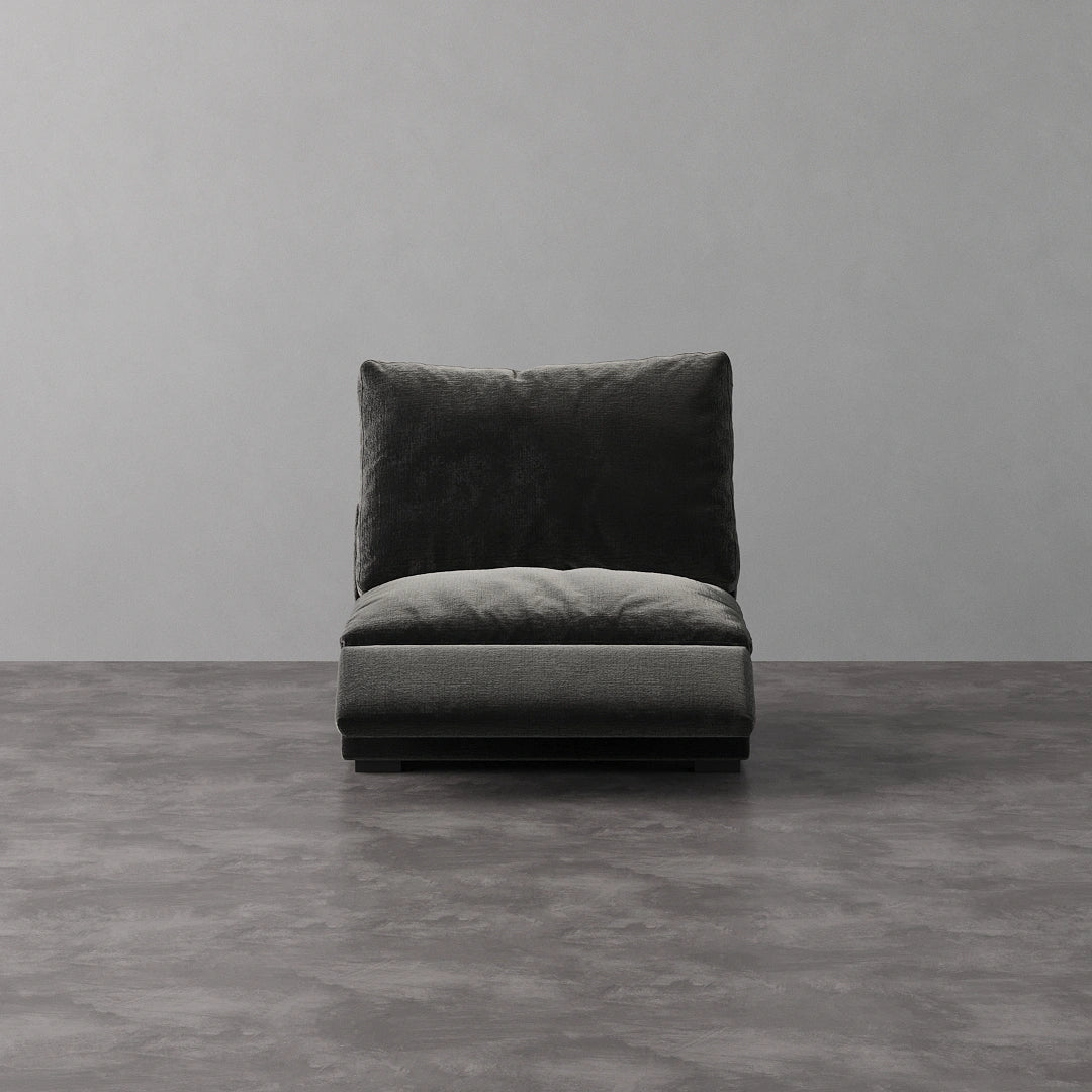 Armless Recliner Chair - Performance Textured Velvet-Onyx Black