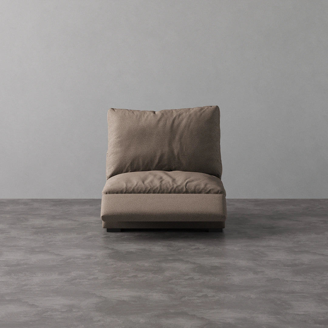 Armless Recliner Chair - Mocha Brown Linen