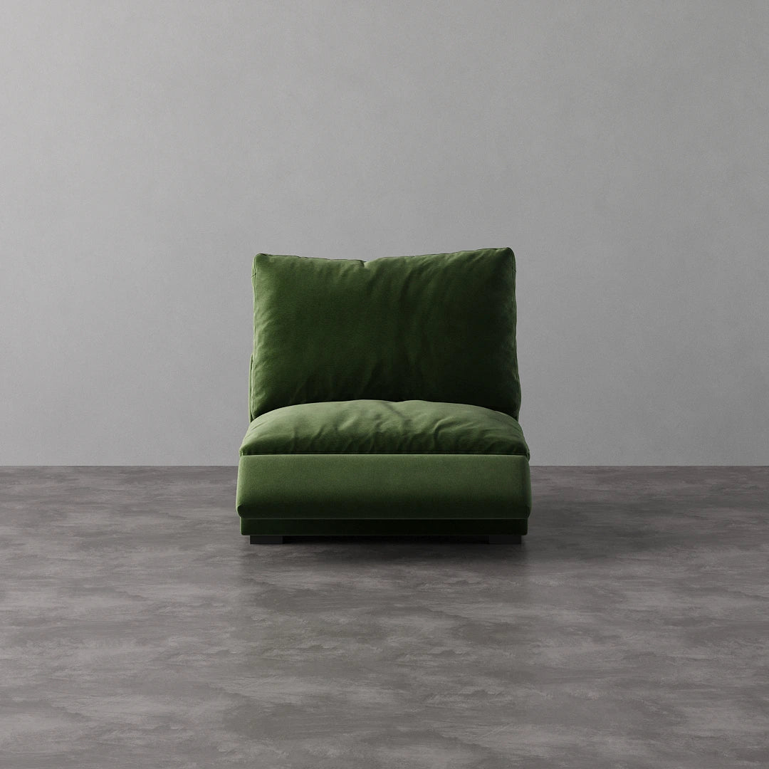 Armless Recliner Chair - Forest Green Velvet