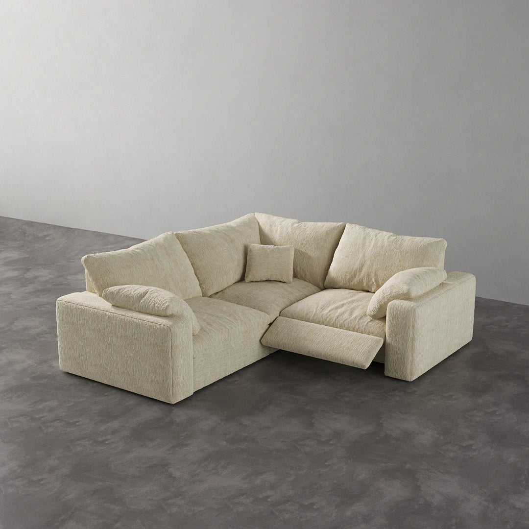 CloudLuxe Corner 3-Piece Modular Recliner Sectional - Almond Velvet