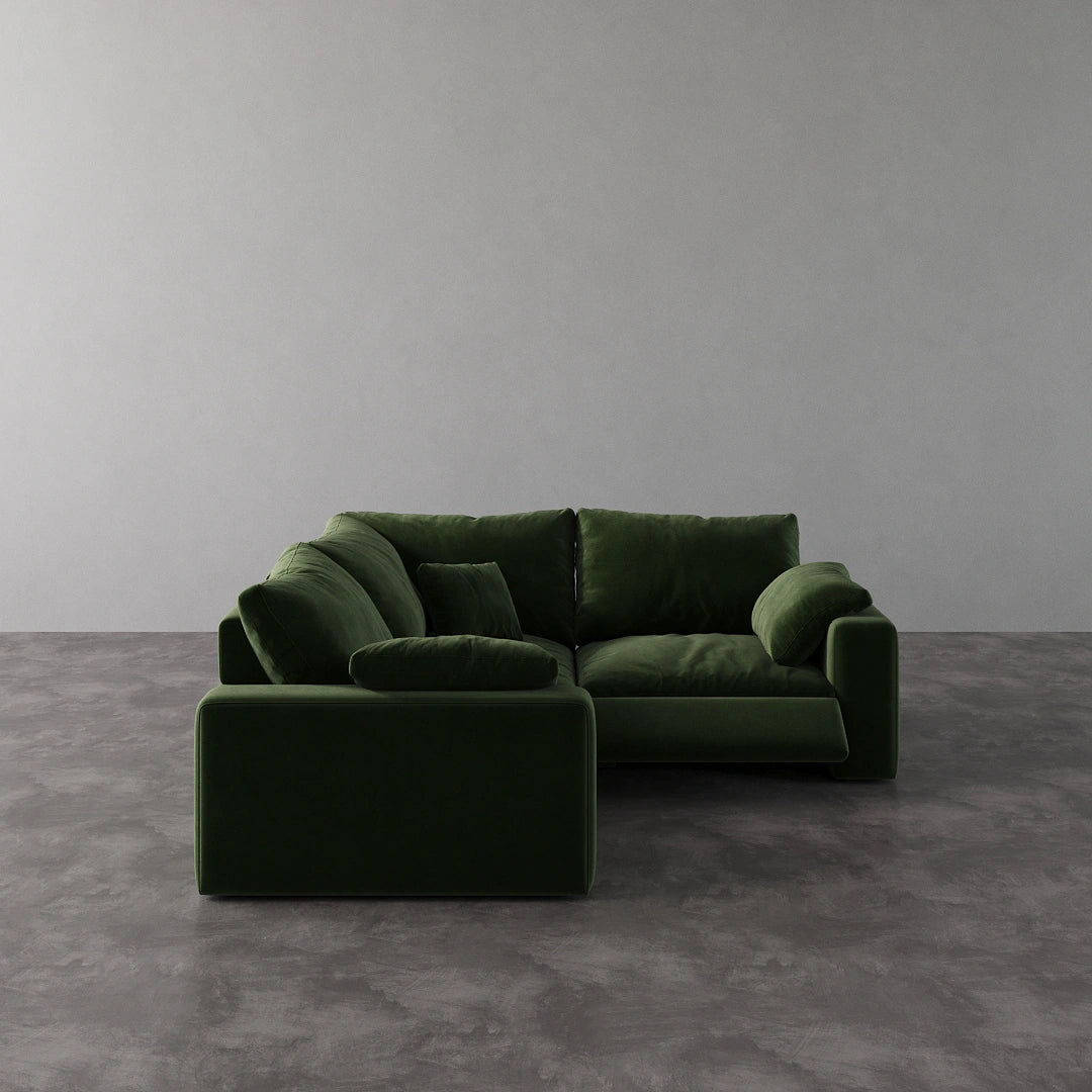 CloudLuxe Corner 3-Piece Modular Recliner Sectional in Forest Green Velvet
