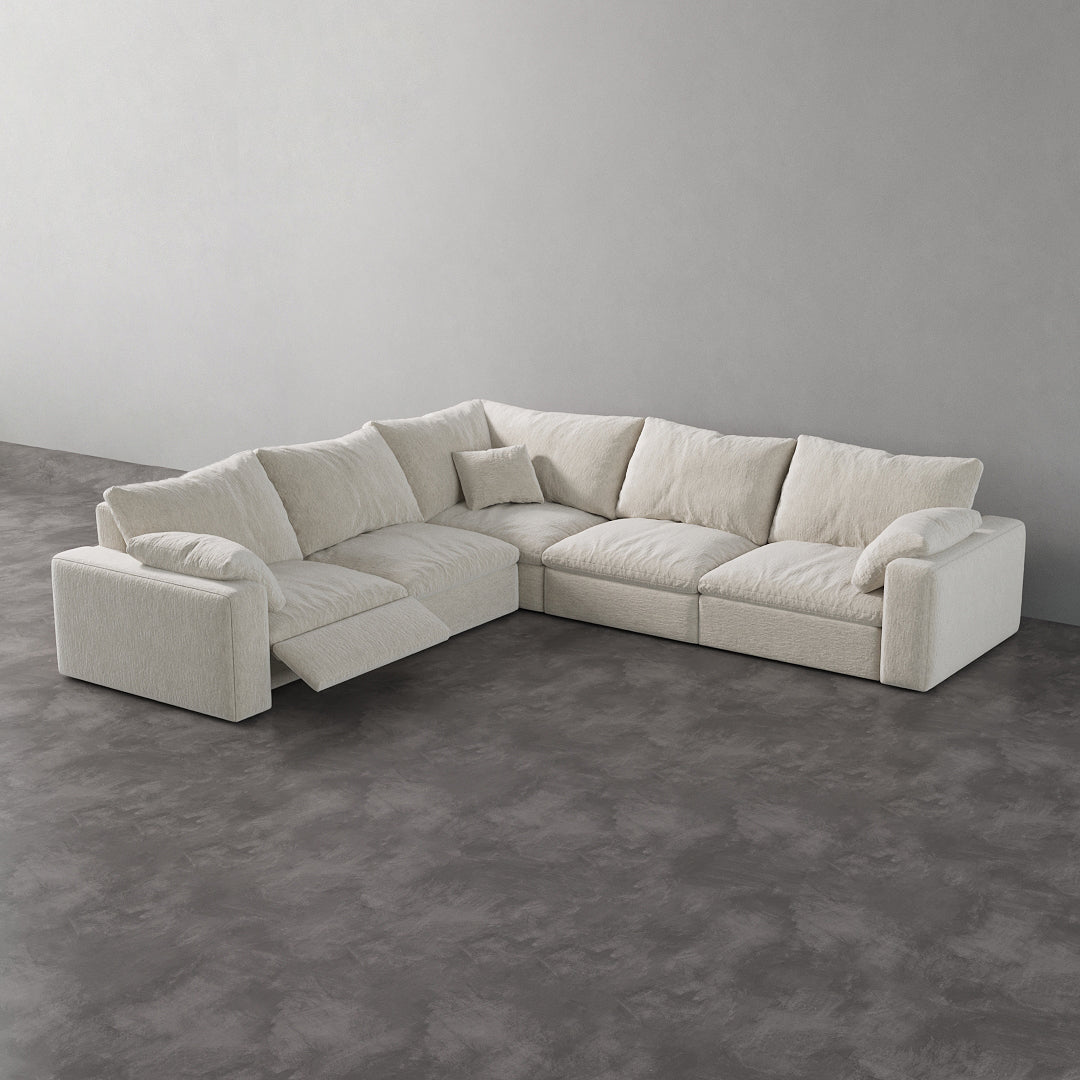 CloudLuxe Corner 5-Piece Modular Recliner Sectional-Velvet