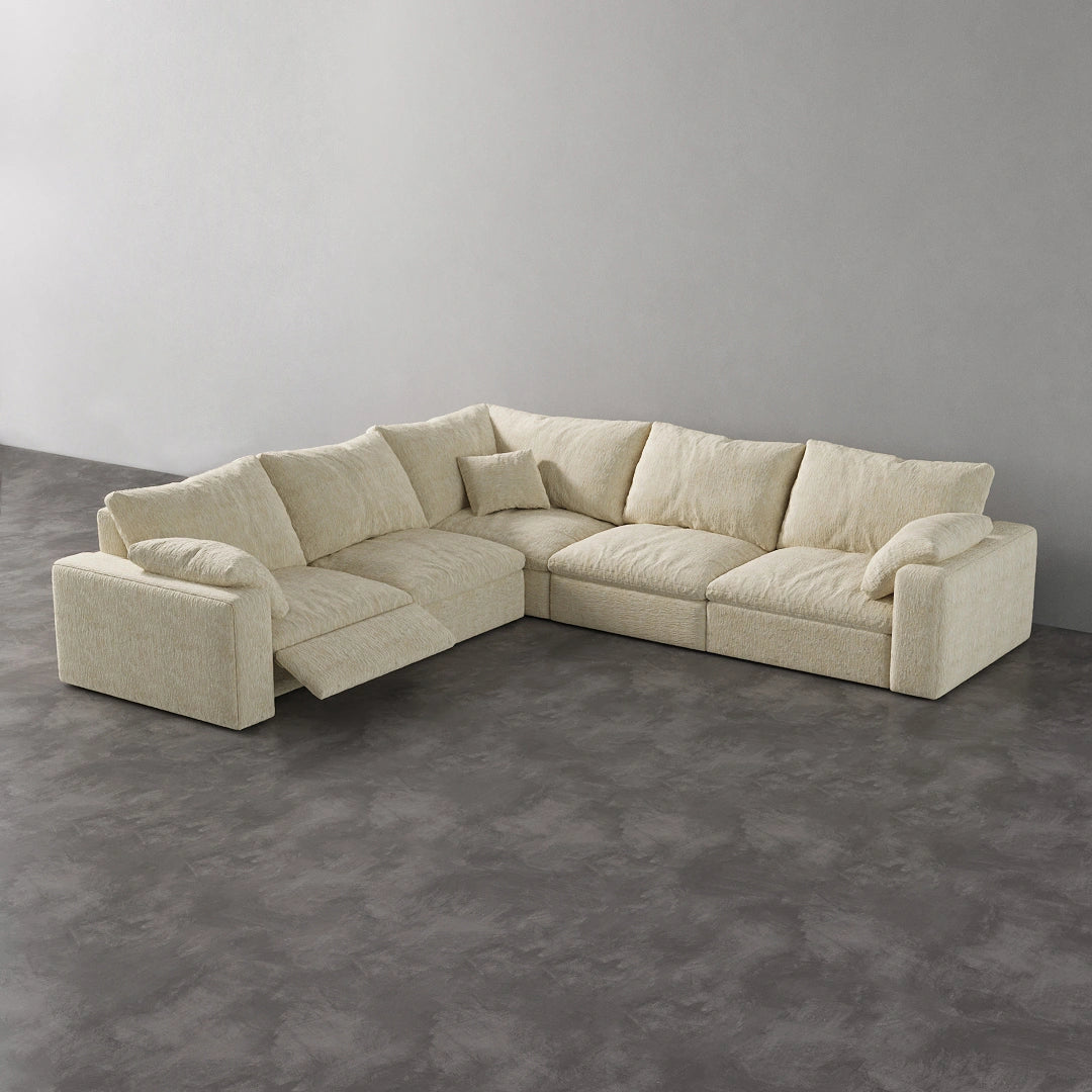 CloudLuxe Corner 5-Piece Modular Recliner Sectional - Almond Velvet