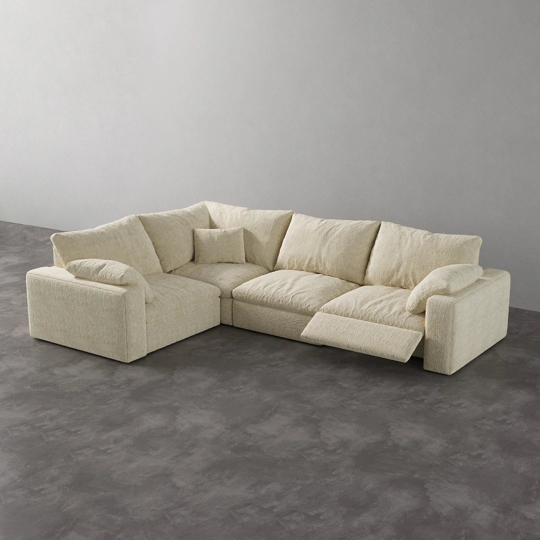 CloudLuxe Corner 5-Piece Modular Recliner Sectional - Almond Velvet