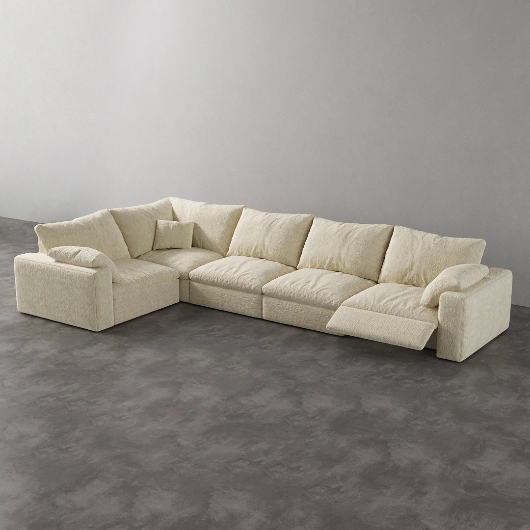 CloudLuxe L-Shape 5-Piece Modular Recliner Sectional - Almond Velvet