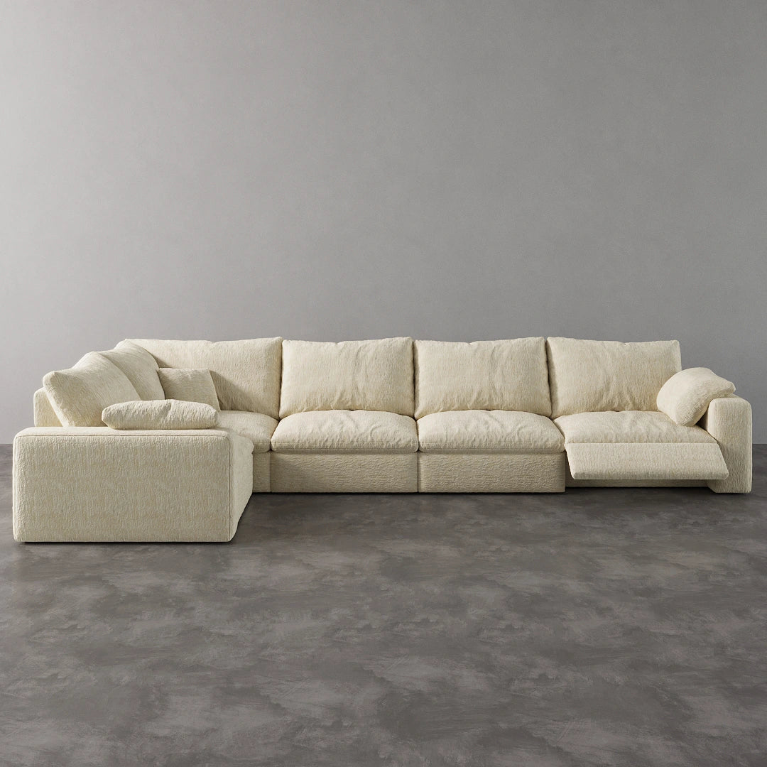 CloudLuxe L-Shape 5-Piece Modular Recliner Sectional - Almond Velvet