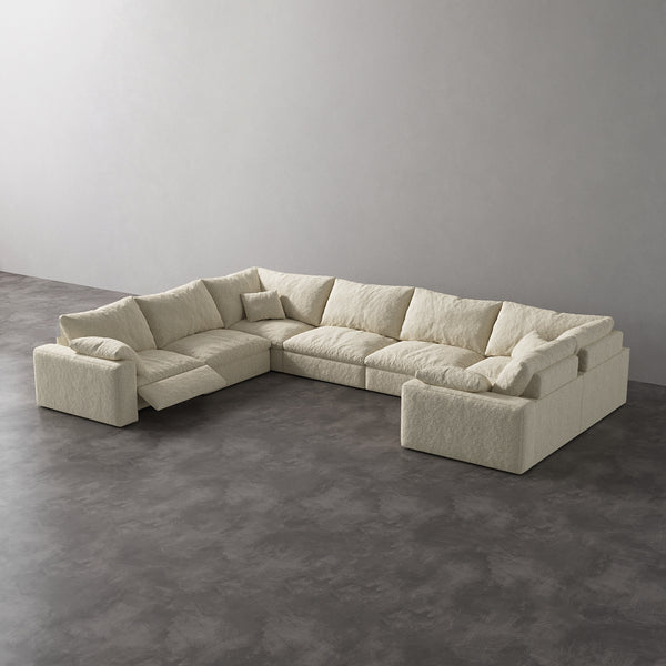 Bouclé Seven Modular U-Shaped Sectional
