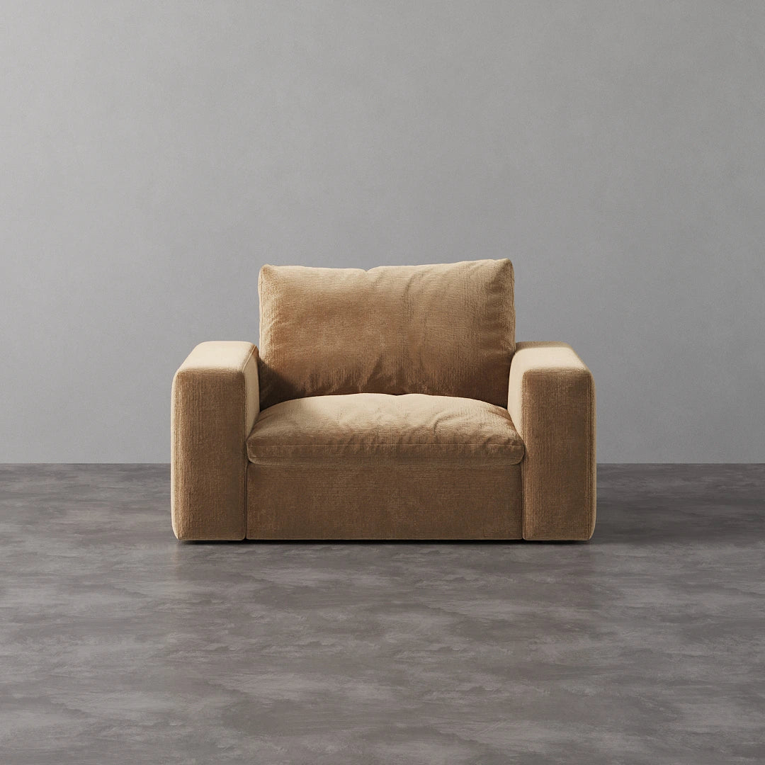 ArmChair - Performance Textured Velvet-Camel