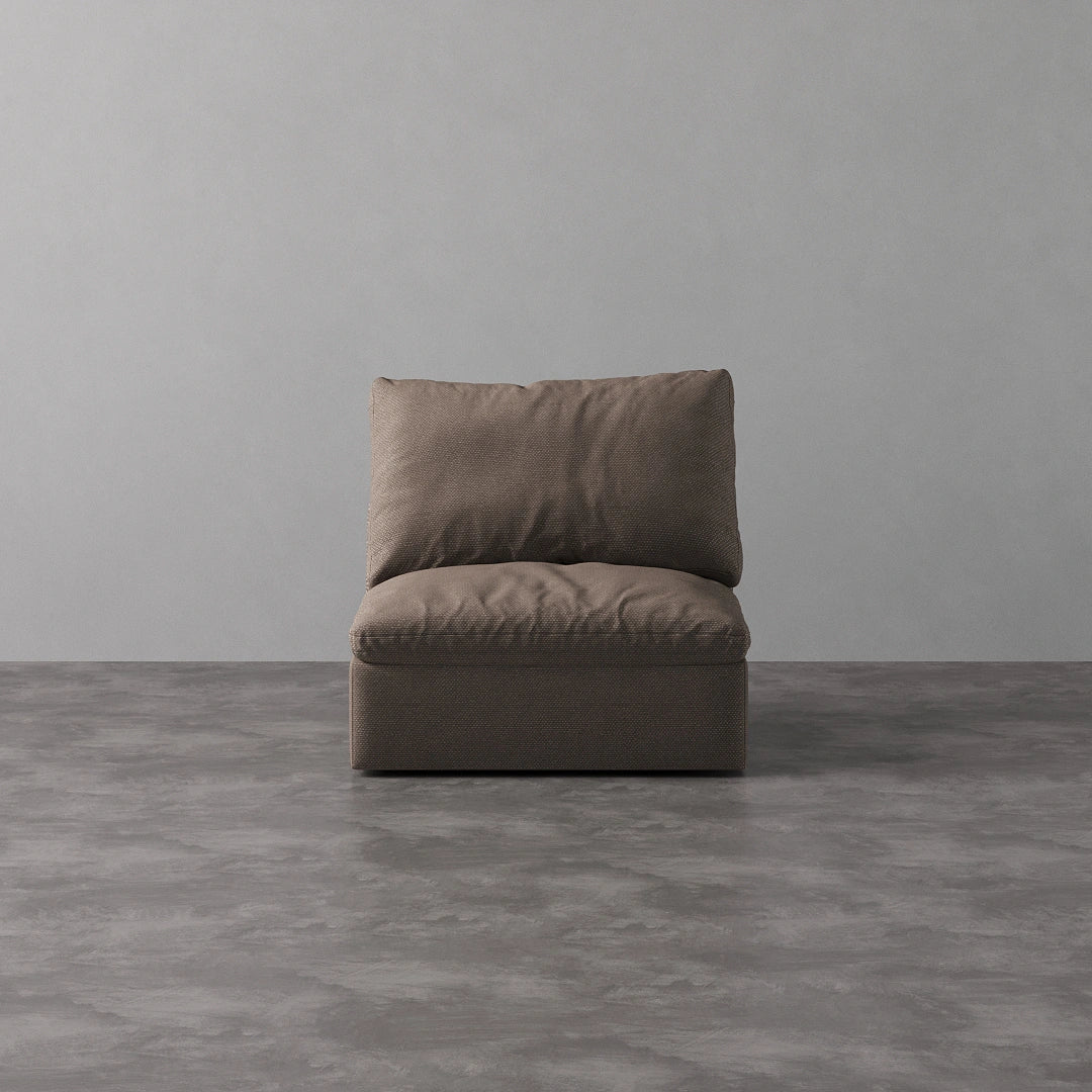 Armless Chair - Mocha Brown Linen