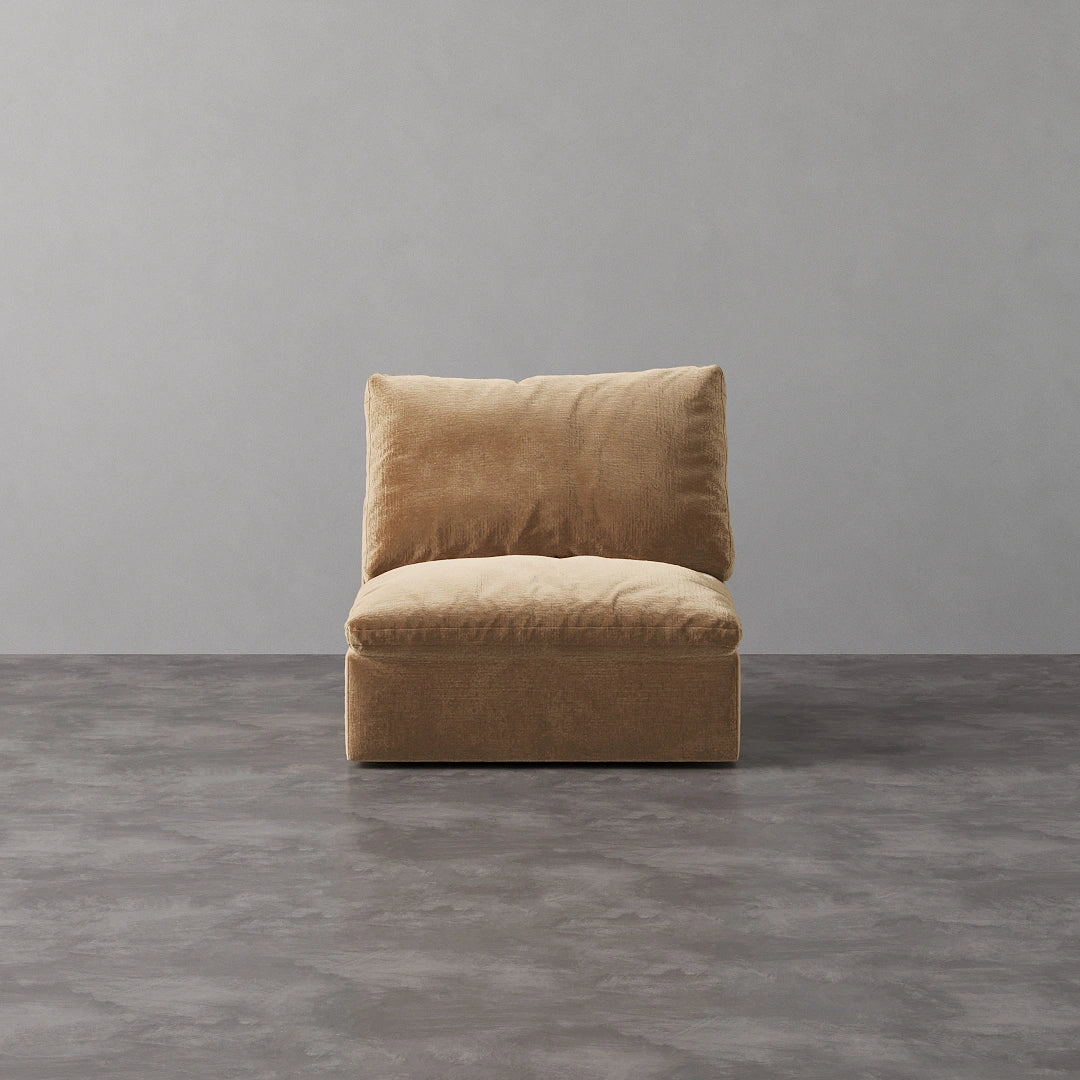Armless Chair - Performance Textured Velvet-Camel