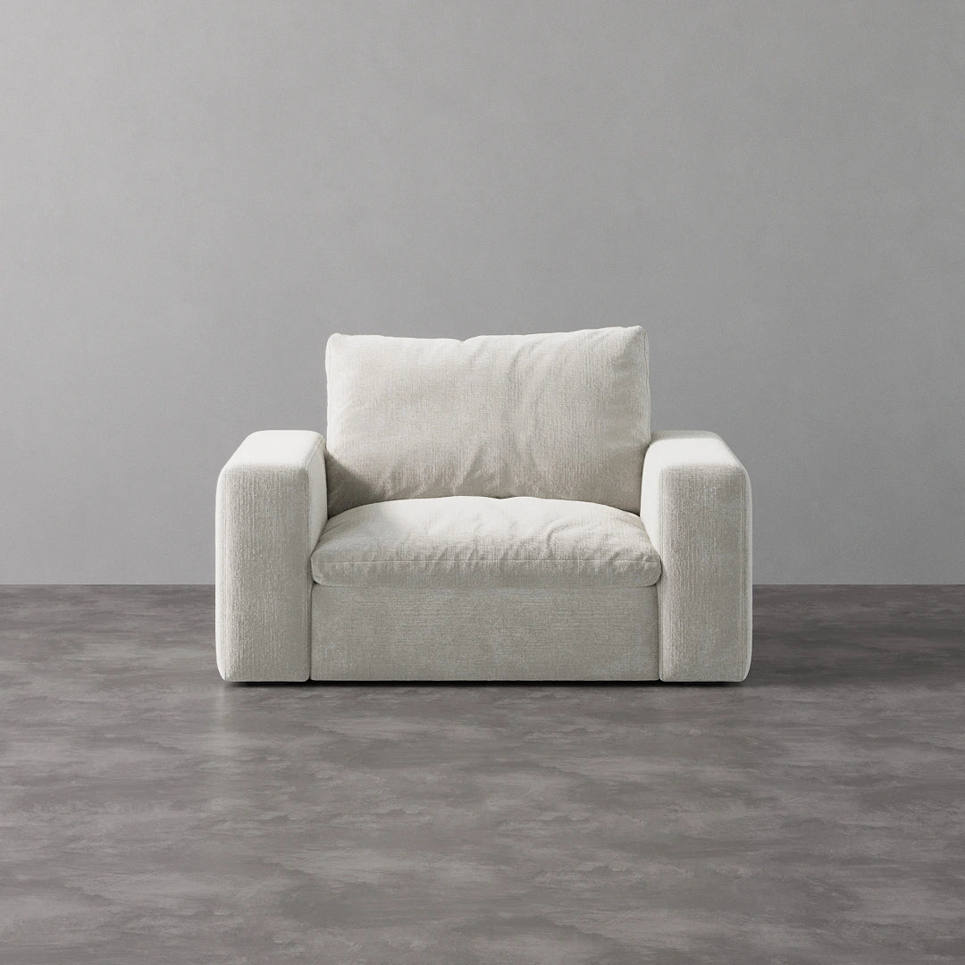ArmChair - Performance Textured Velvet-Ivory White