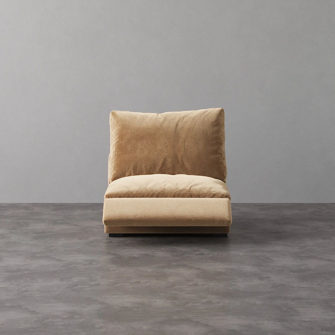Armless Recliner Chair - Performance Textured Velvet-Camel