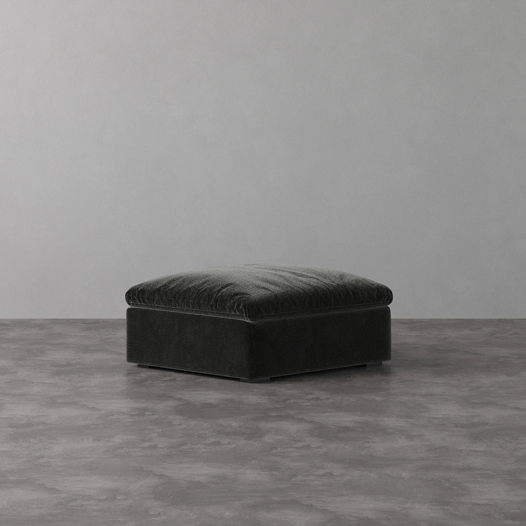 Ottoman - Performance Textured Velvet-Onyx Black
