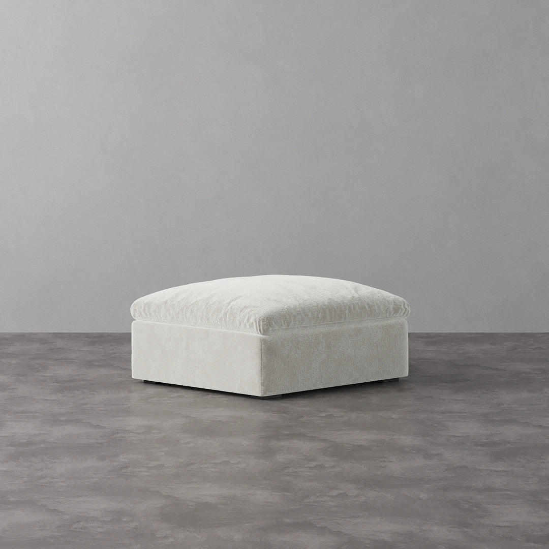 Ottoman - Performance Textured Velvet-Ivory White