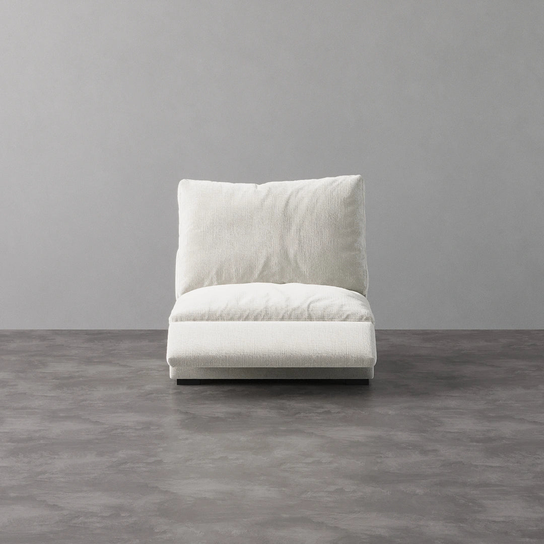 Armless Recliner Chair - Performance Textured Velvet-Ivory White