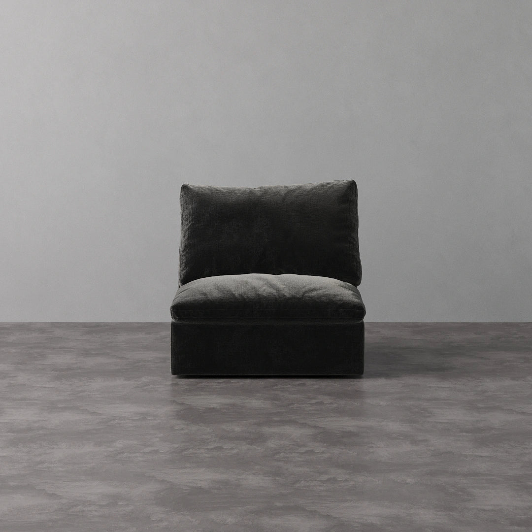 Armless Chair - Performance Textured Velvet-Onyx Black