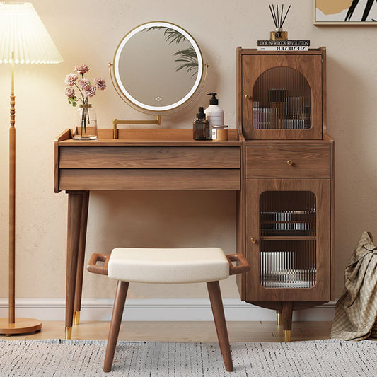 Vanity Table With Lighted Mirror And Stool For Bedroom