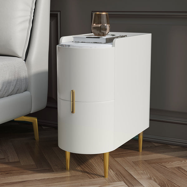 Nightstand with Tray Top, 2 Drawers, PU Leather